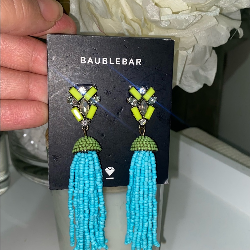 BaubleBar Granita glass Beaded Tassel Earrings